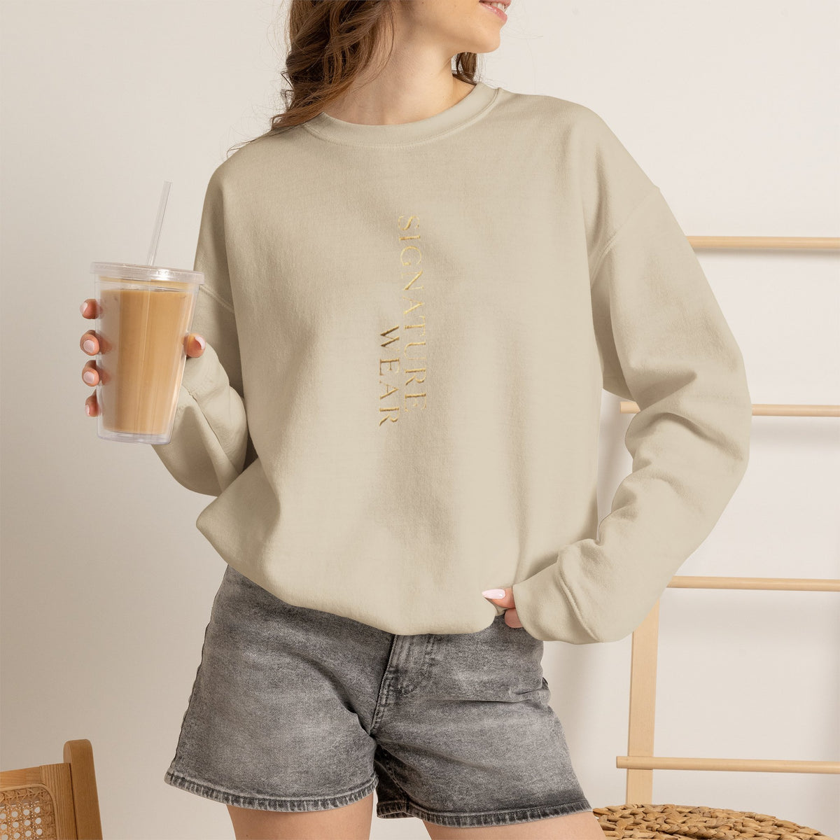 Signature Wear Minimalist Crewneck Sweatshirt — Black, Sand & More
