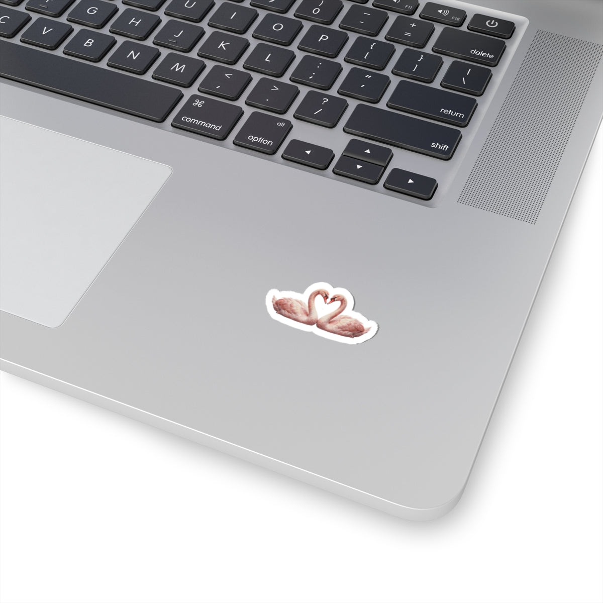 Swan Heart Kiss-Cut Sticker — Blush Pink Romantic Decal