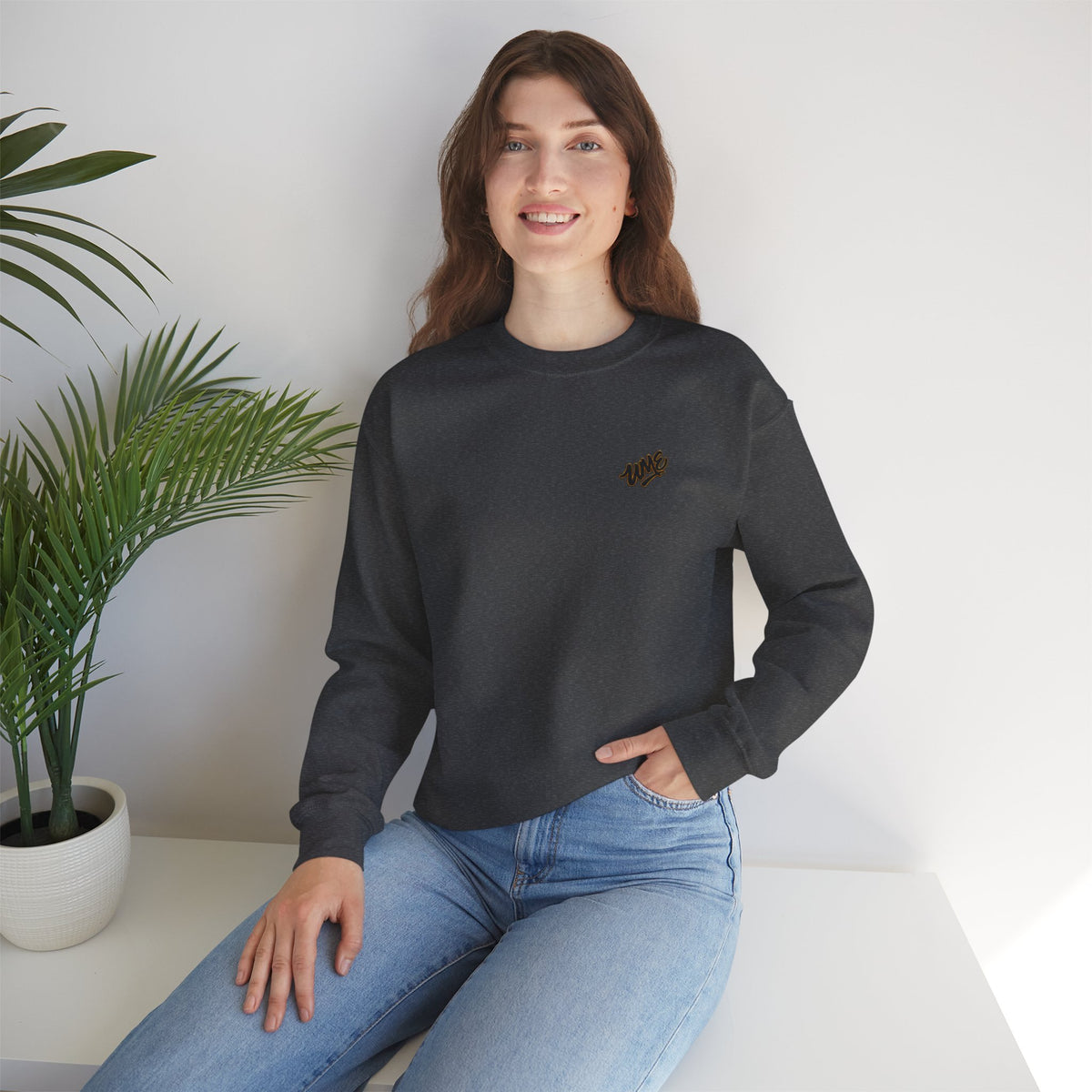 Crewneck Sweatshirt — UME Black Logo All-Over Print