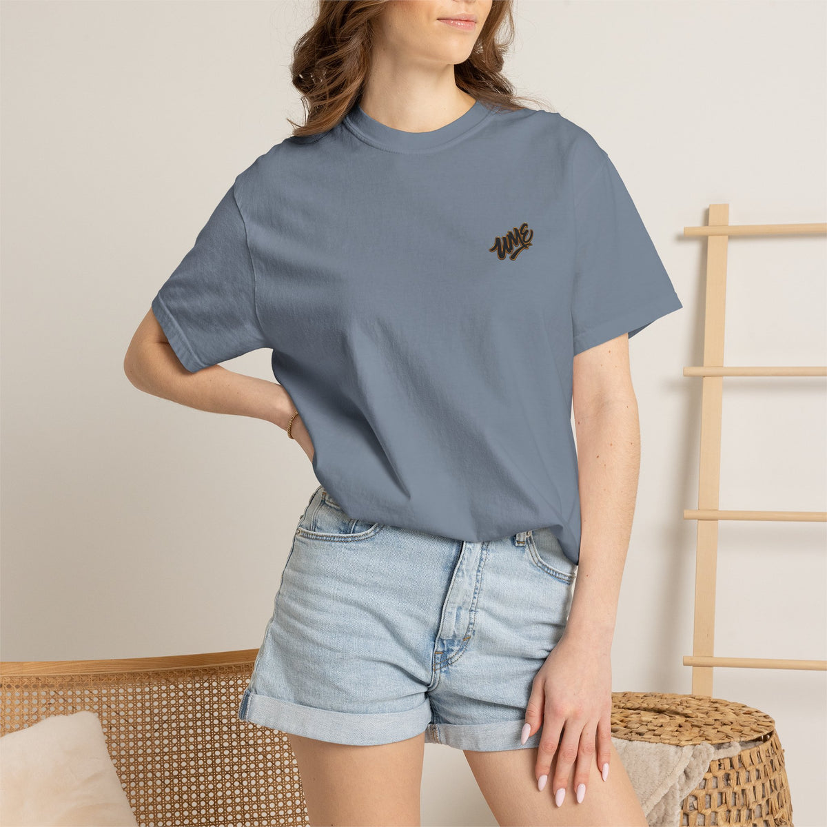 Garment-Dyed Heavyweight Tee — UME Black Logo Front & Back