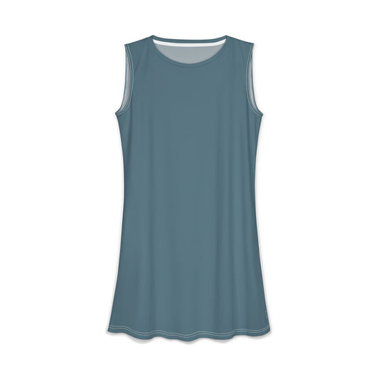 Slate Blue Sleeveless A-Line Dress — Women's Everyday Summer Dress