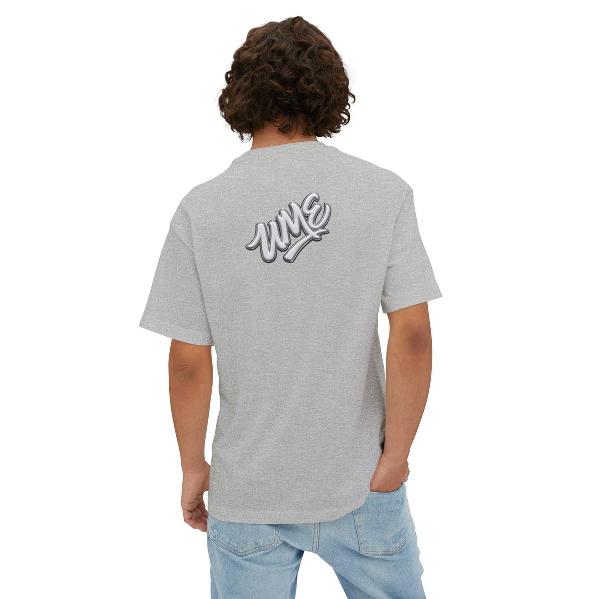 UME Script Logo Boxy Tee — White Oversized Graphic T-Shirt