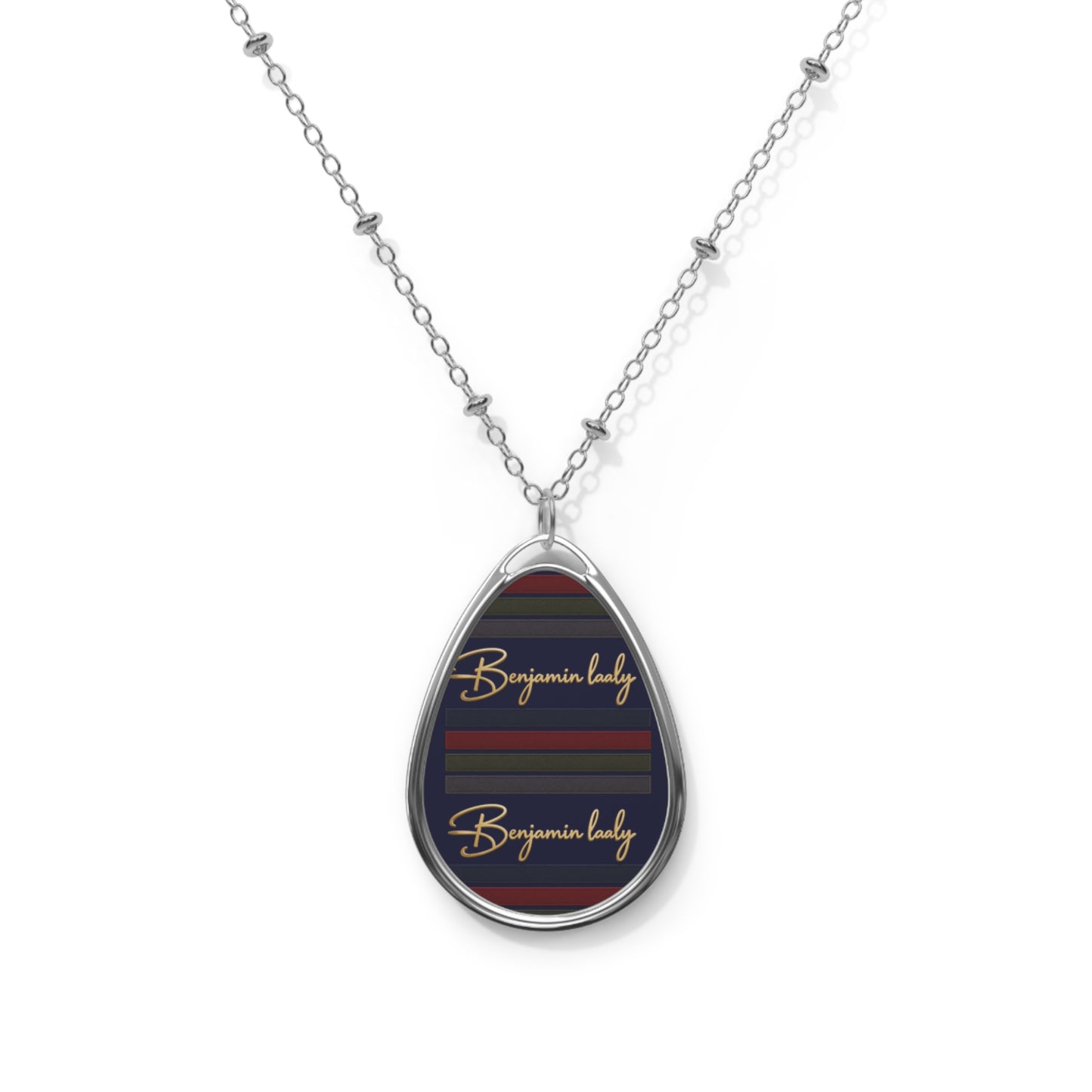 Personalized Oval Name Necklace — Custom Engraved Teardrop Pendant