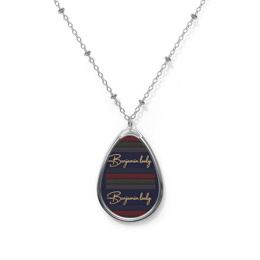 Personalized Oval Name Necklace — Custom Engraved Teardrop Pendant