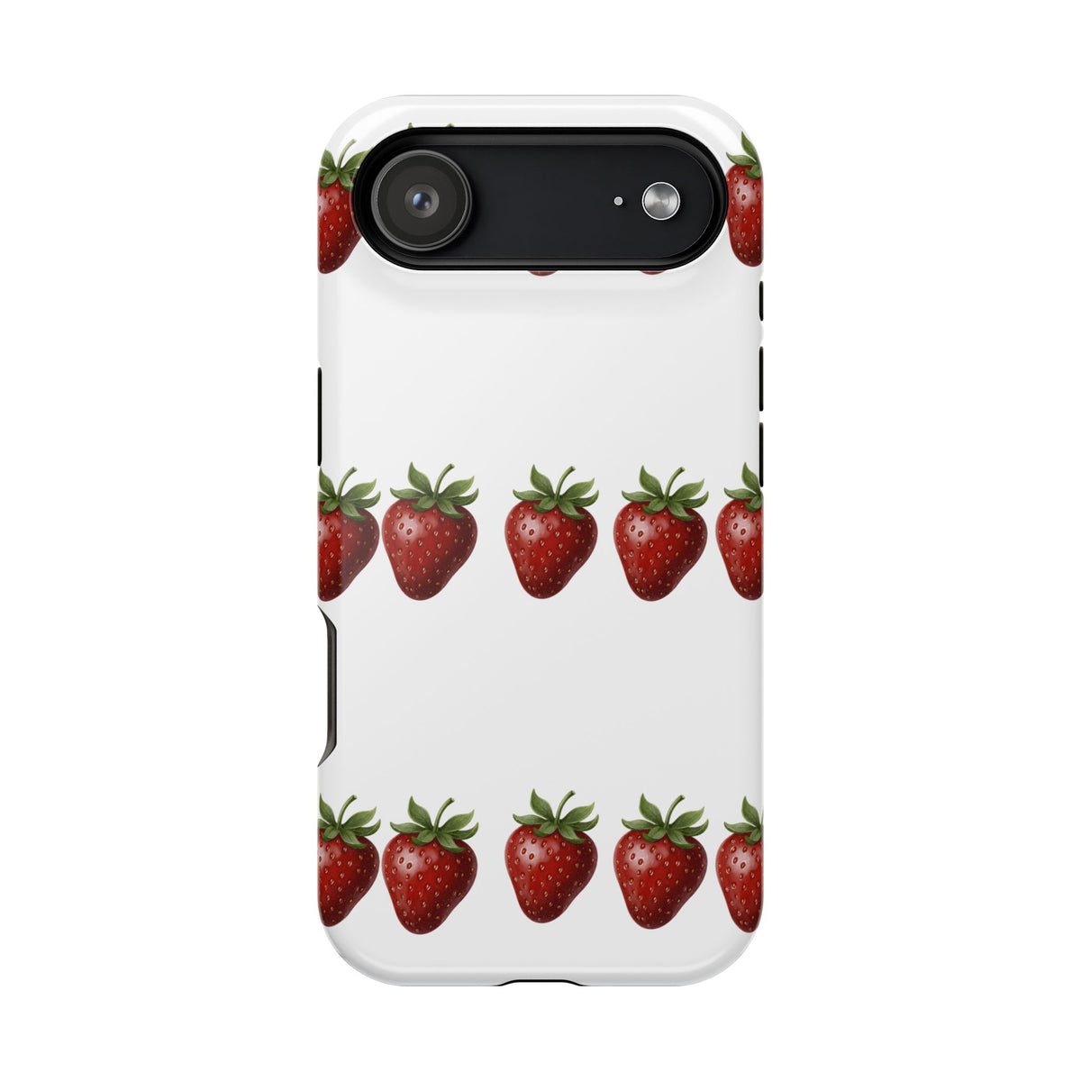 Strawberry Row Phone Case — White MagSafe Magnetic Impact-Resistant Cover
