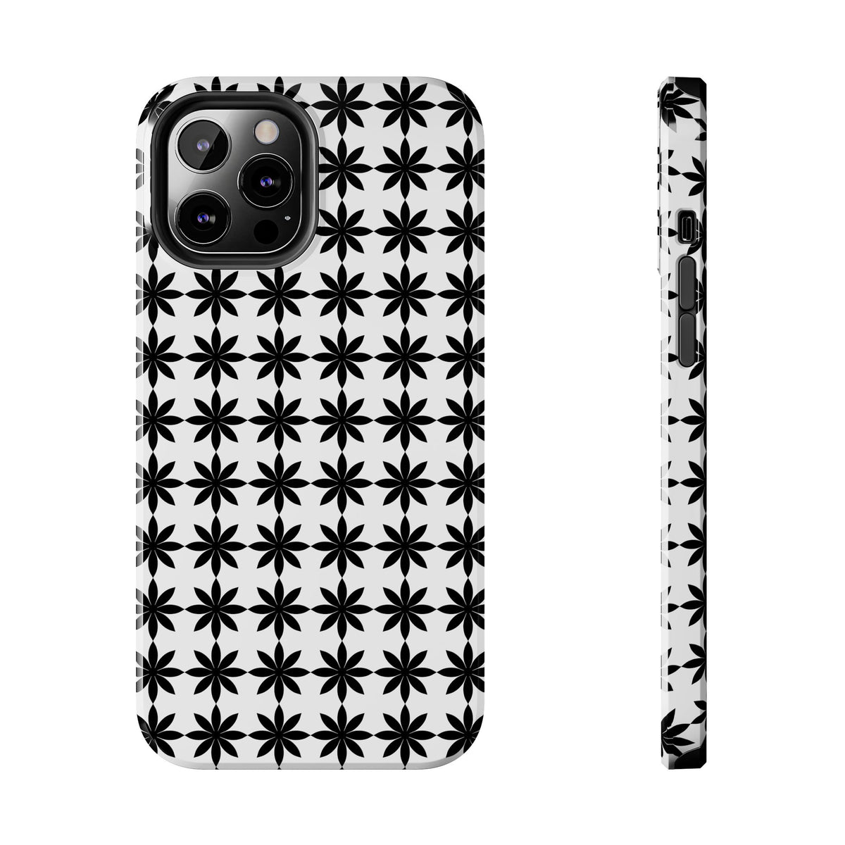 Tough Phone Case — Black & White Geometric Star Pattern