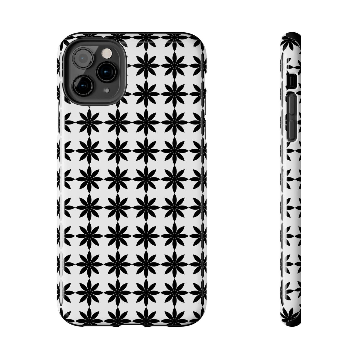 Tough Phone Case — Black & White Geometric Star Pattern