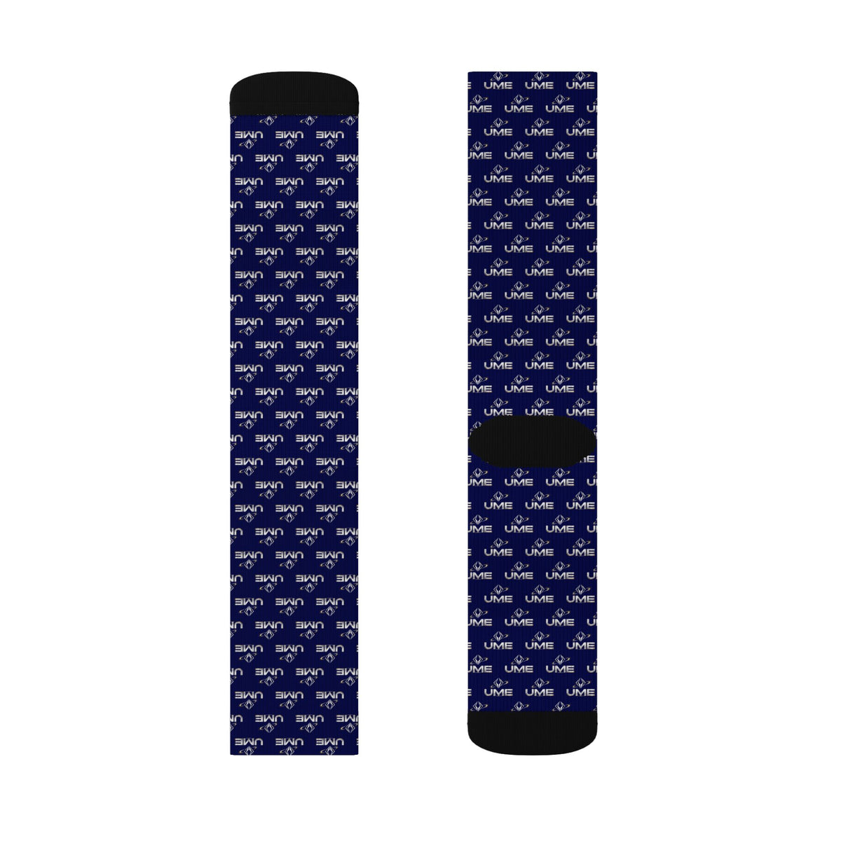 UME Monochrome Crew Socks — Navy All-Over Sublimation Print