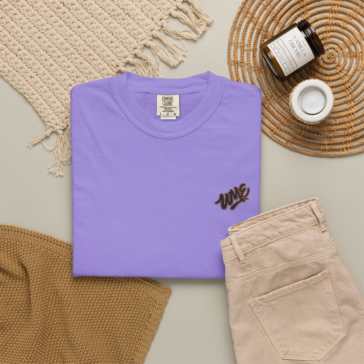 Garment-Dyed Heavyweight Tee — UME Black Logo Front & Back