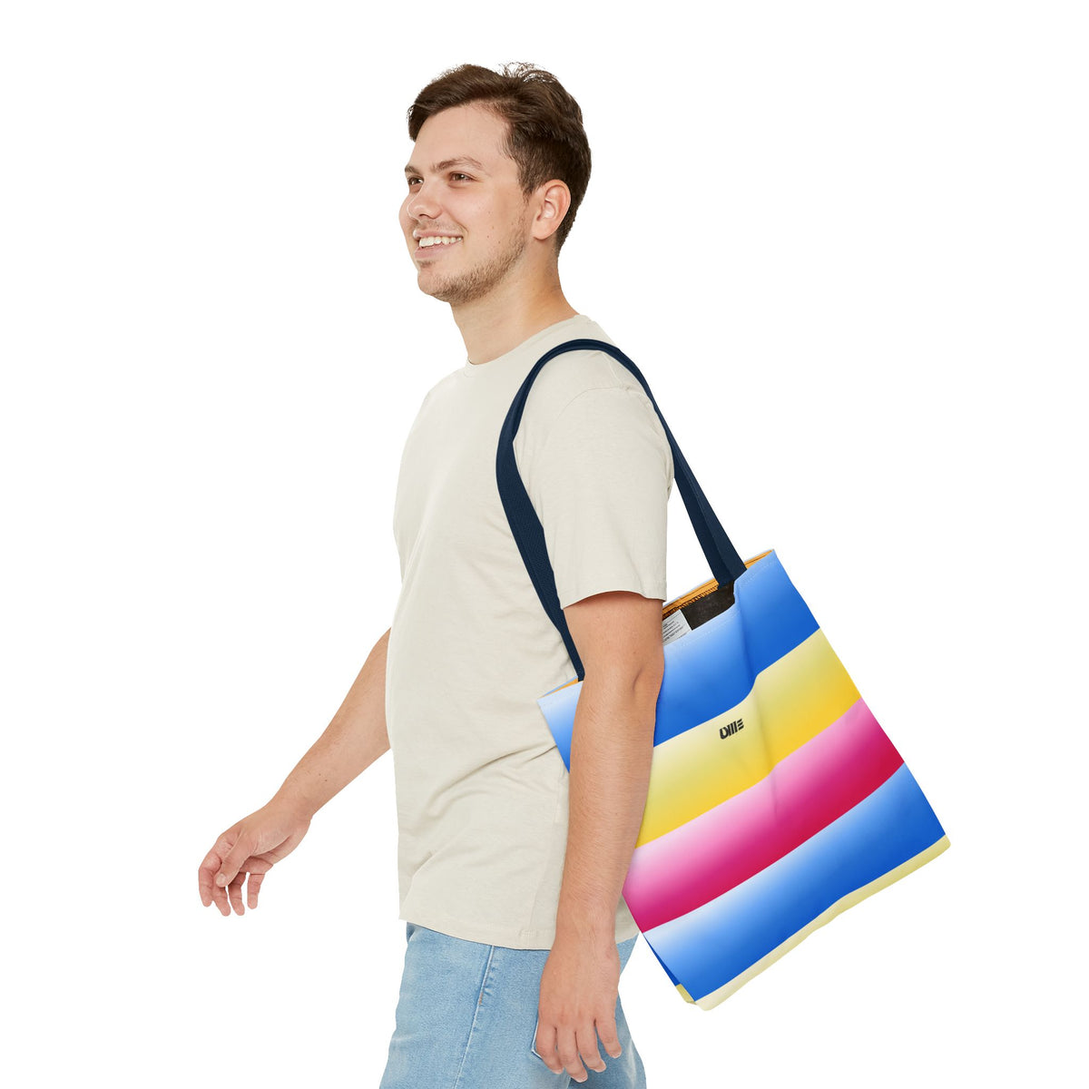 Colorful Pride Stripes Tote Bag – Pastel Blue, Yellow & Pink AOP