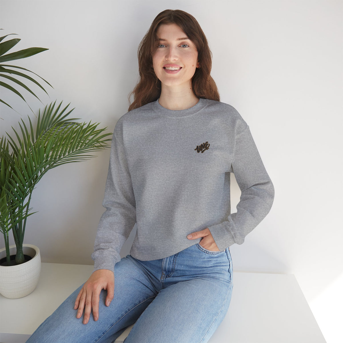Crewneck Sweatshirt — UME Black Logo All-Over Print