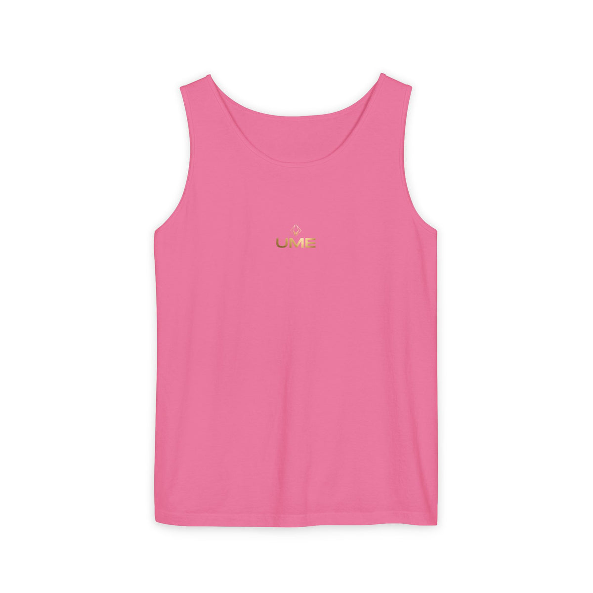 UME Gold Vertical Logo Tank Top – Garment-Dyed Unisex Muscle Tee