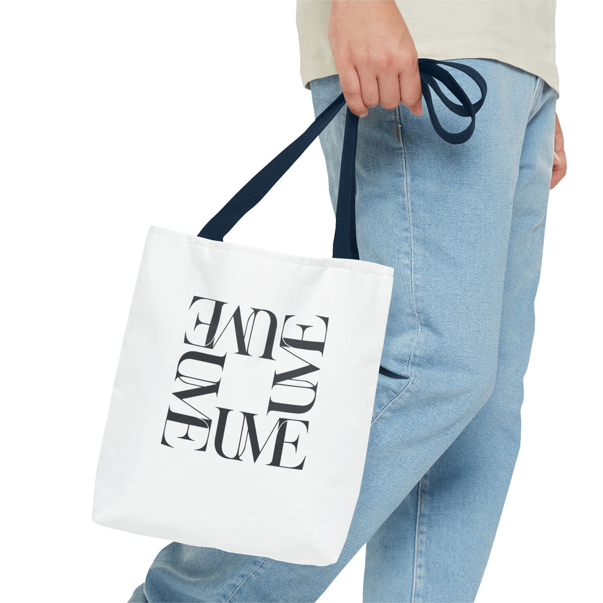 UME Square Typography Tote Bag — White