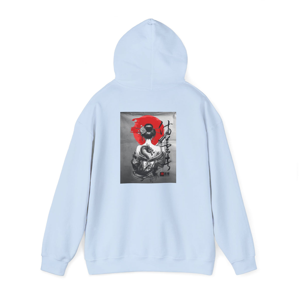 Samurai Poppy Hoodie — Japanese Ink Art Hooded Sweatshirt