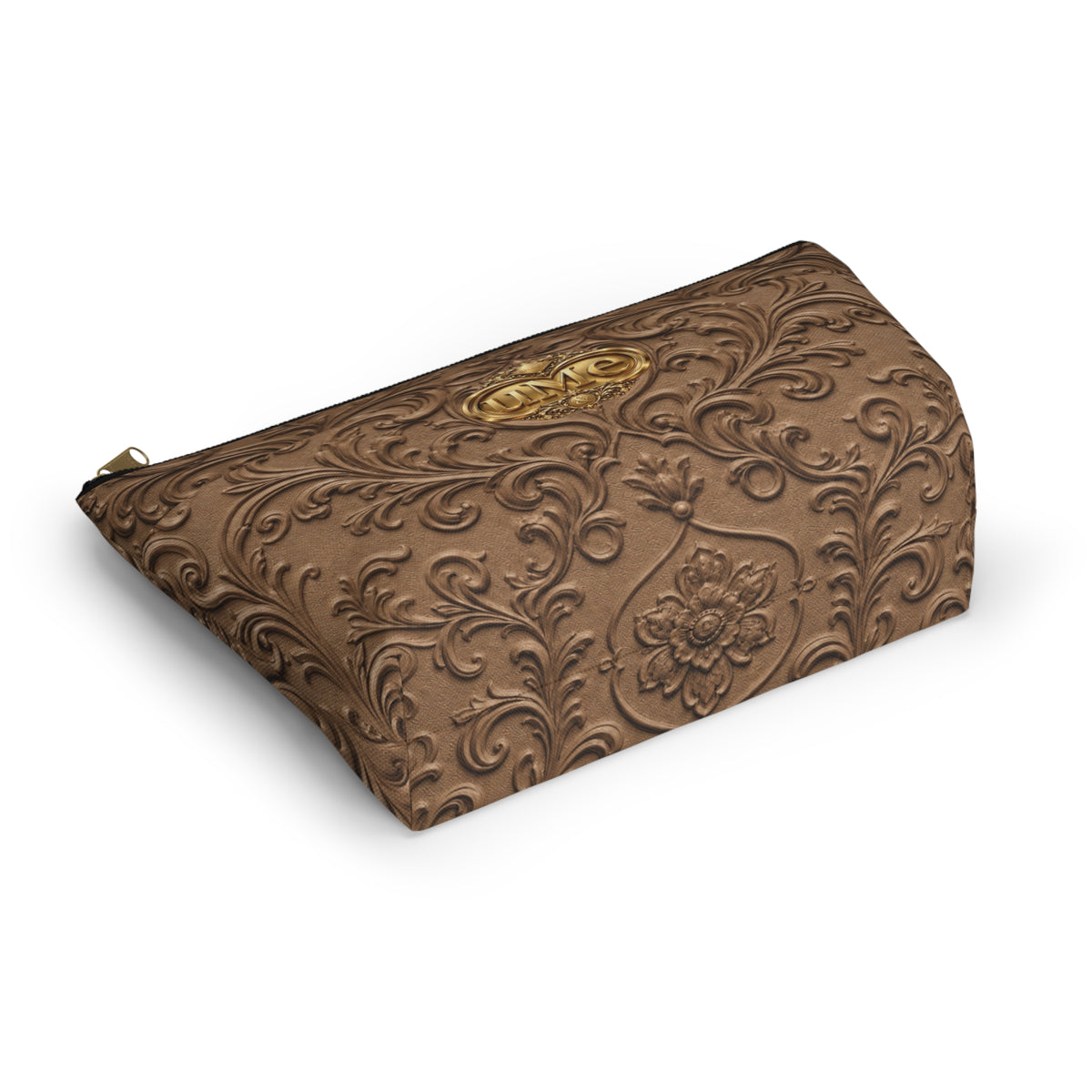 Brown UME Gold Crest Accessory Pouch — All-Over Print
