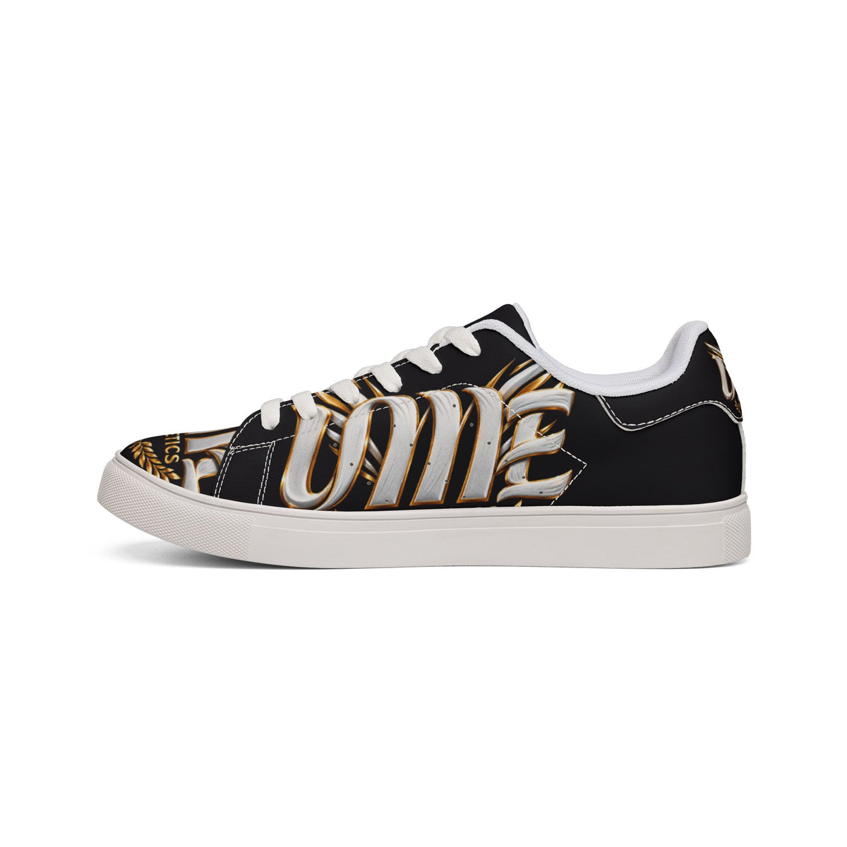 Low-Top Leather Sneakers — Black Gold Athletic Graphic