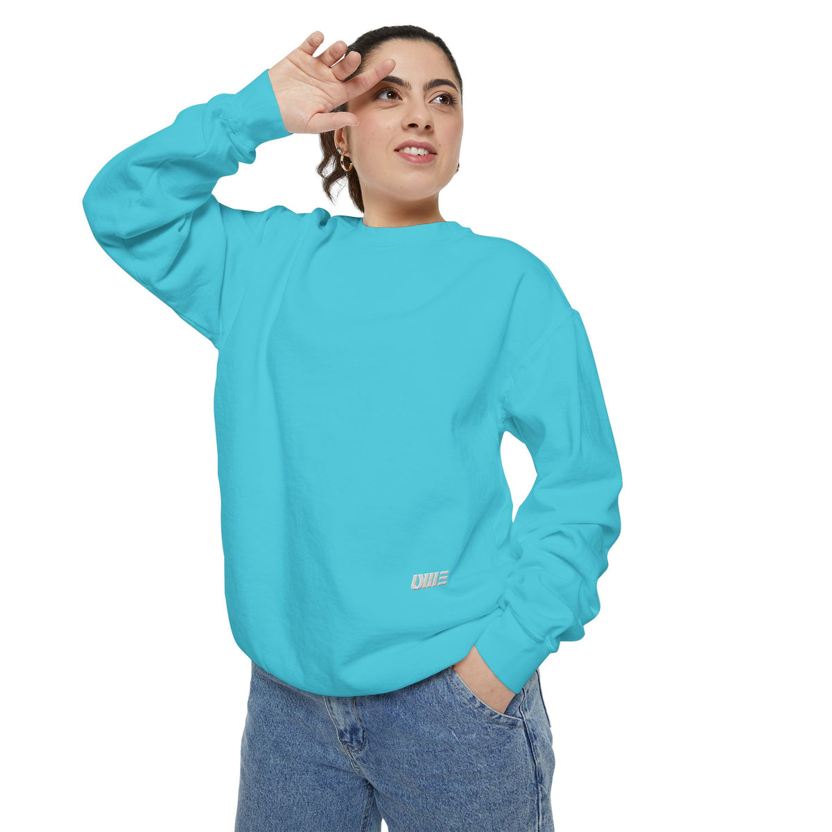 Garment-Dyed Crewneck Sweatshirt — Multi-Color Minimal Graphic