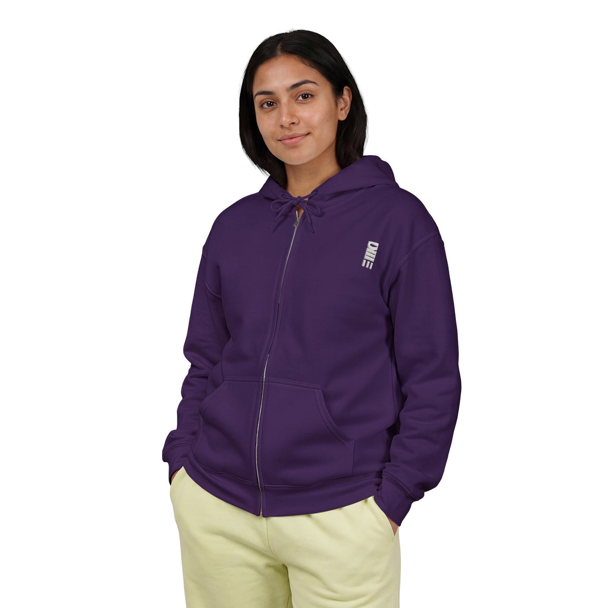 Full-Zip Midweight Hoodie — Multi-Color Minimal Graphic