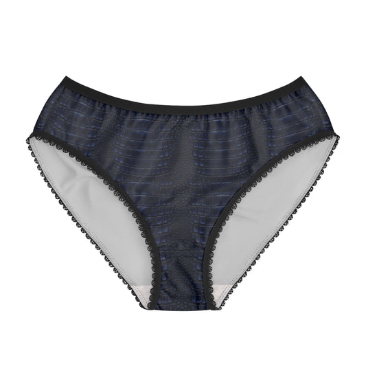 Navy Sheer Lace-Trim Women’s Briefs — Comfort Bikini Underwear