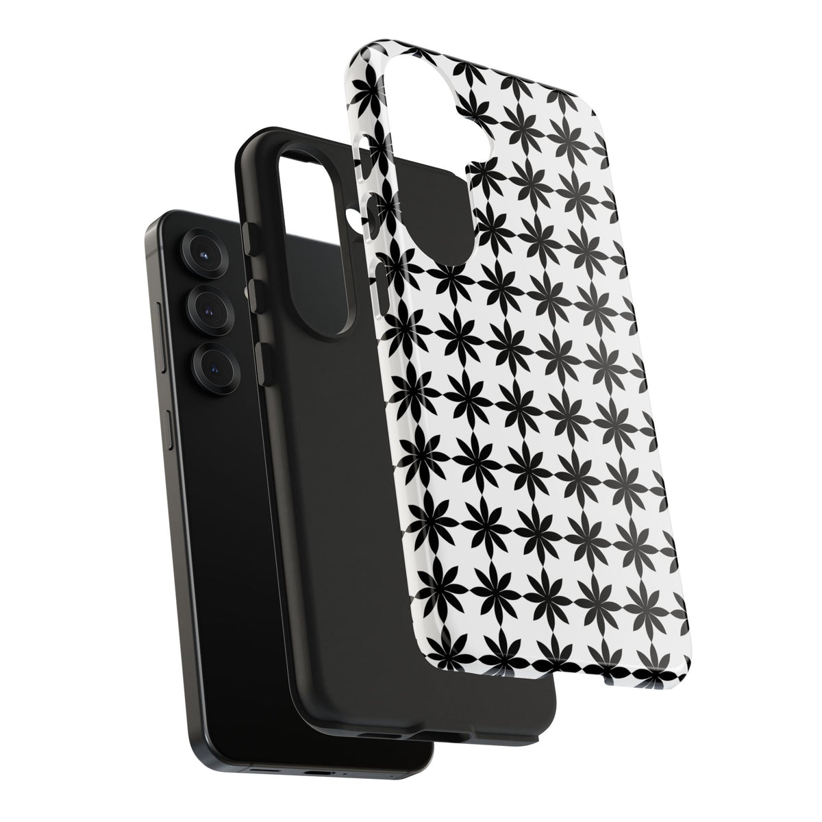 Tough Phone Case — Black & White Geometric Star Pattern
