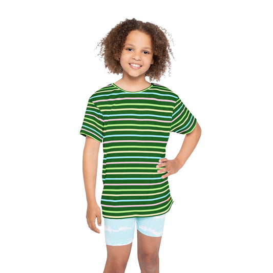 Kids Stripe Sports Jersey — Green Rainbow Athletic Tee