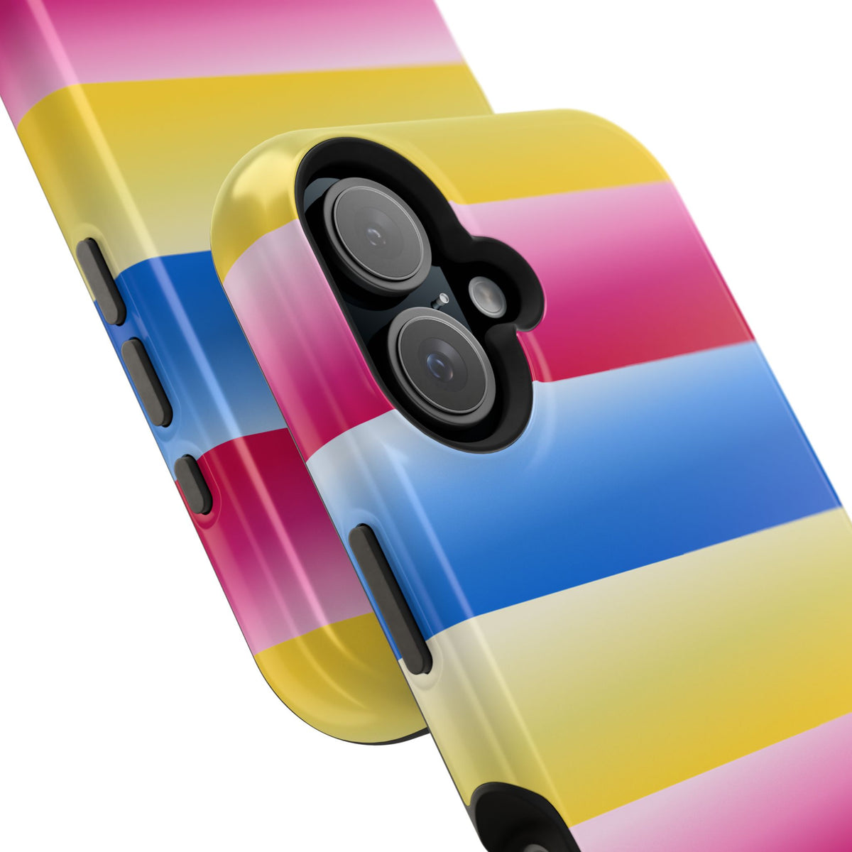 Striped Magnetic Impact-Resistant Phone Case — Colorful Pink Blue Yellow Protection