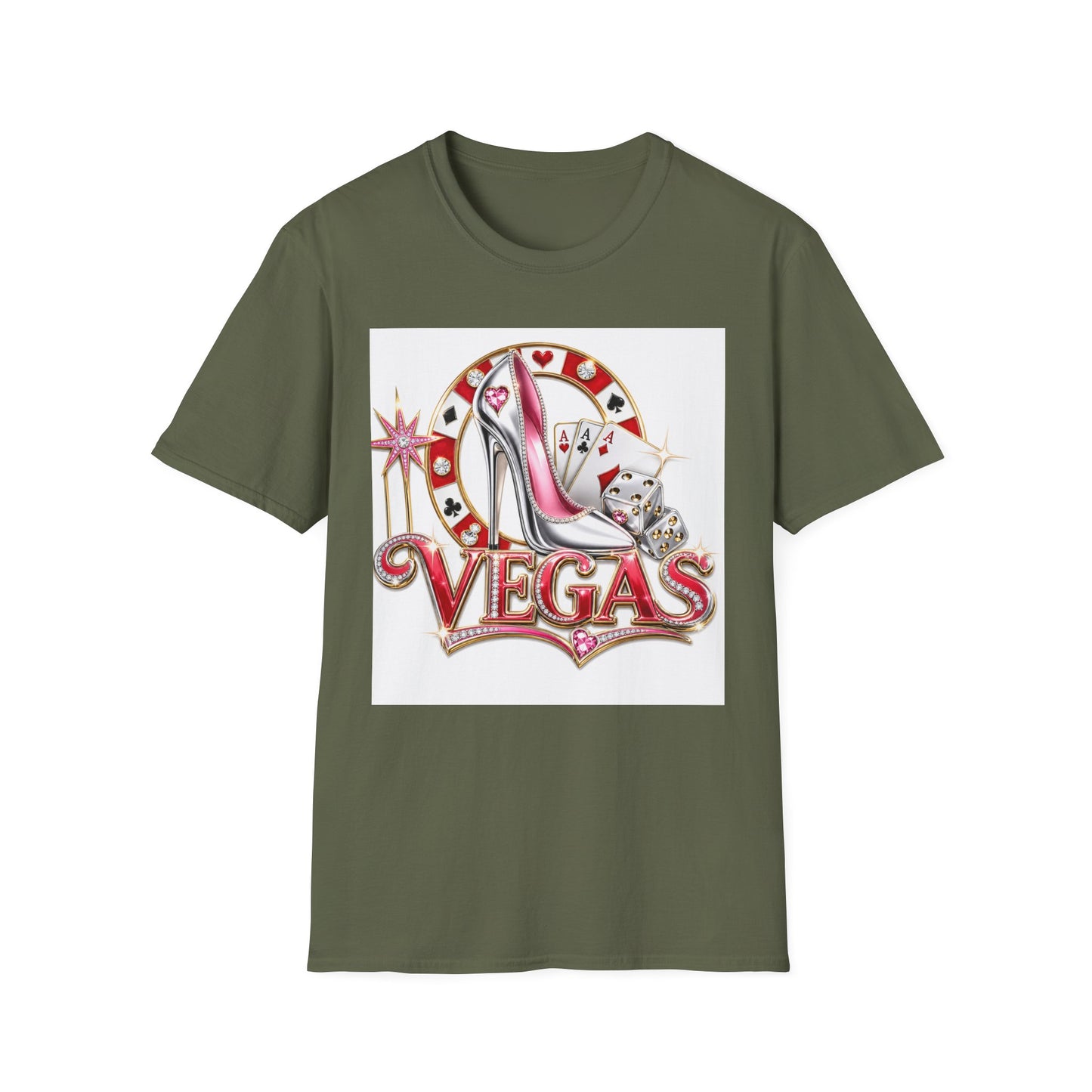 Las Vegas Casino Heels T-Shirt – Retro Vegas Cards & Dice Graphic