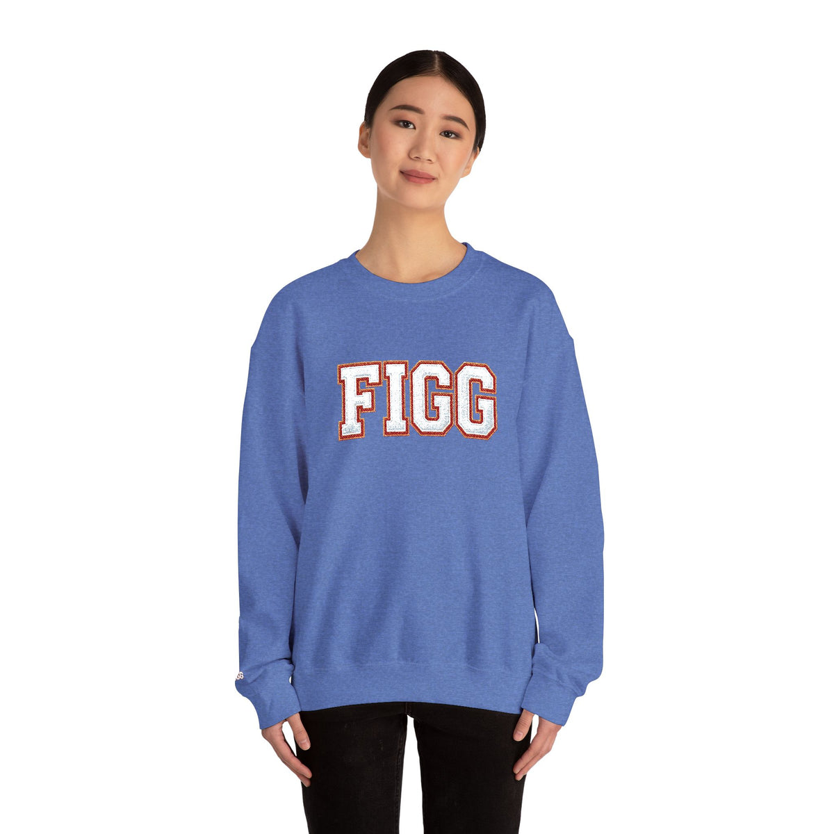 FFiGG Embroidered Collegiate Crewneck — Sport Grey, Black & More Colors