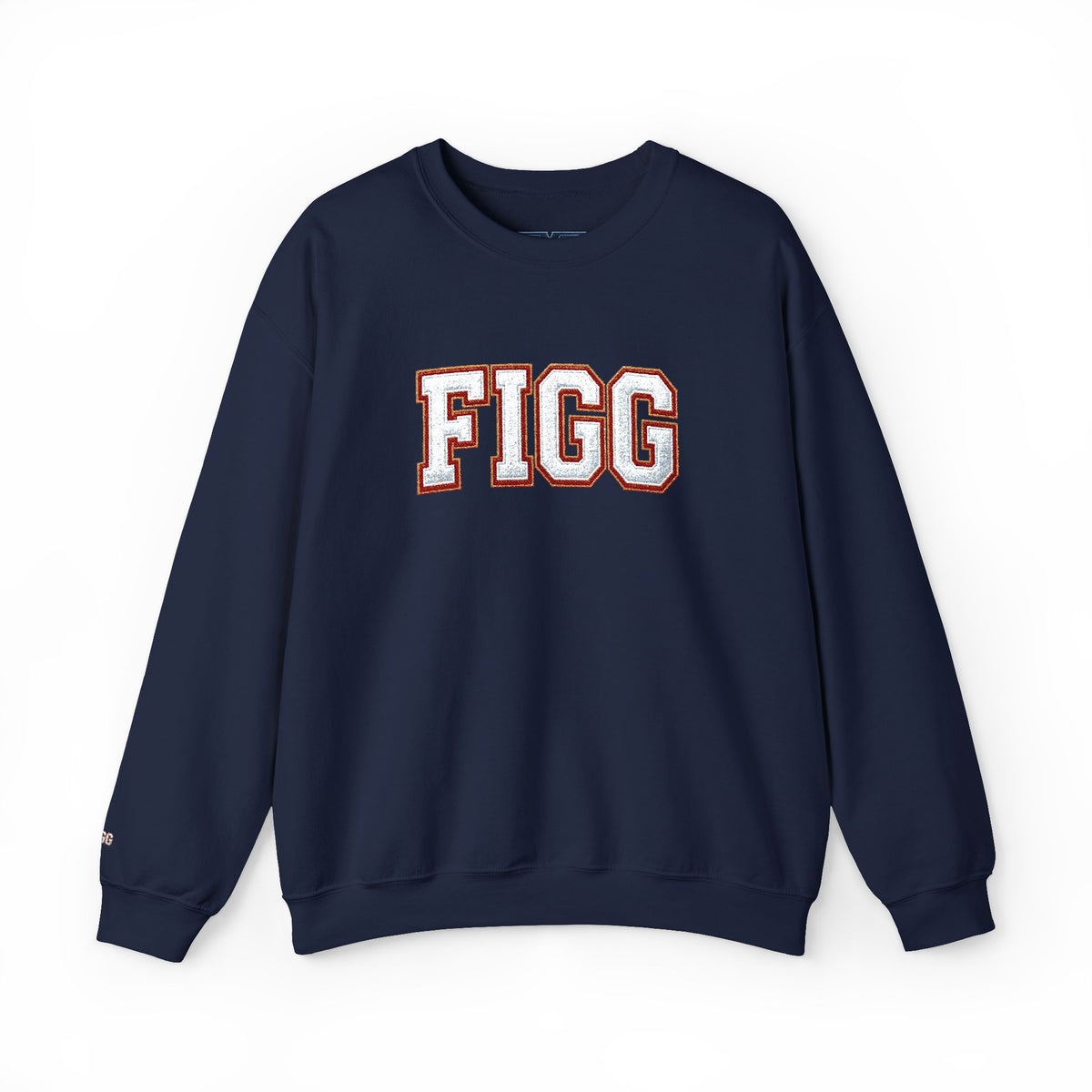 FFiGG Embroidered Collegiate Crewneck — Sport Grey, Black & More Colors