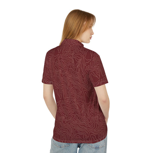 Men's Dark Blue Topographic Polo Shirt — AOP Smart Casual Collared Shirt