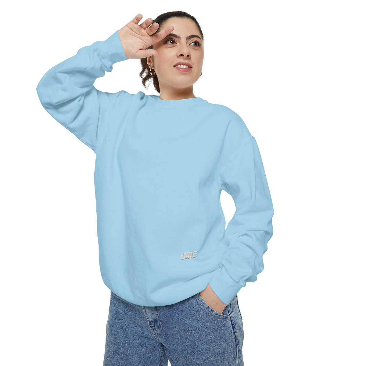 Garment-Dyed Crewneck Sweatshirt — Multi-Color Minimal Graphic