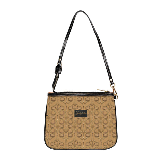 Chain Link Shoulder Bag – Golden Tan | Vintage Pattern Crossbody Purse
