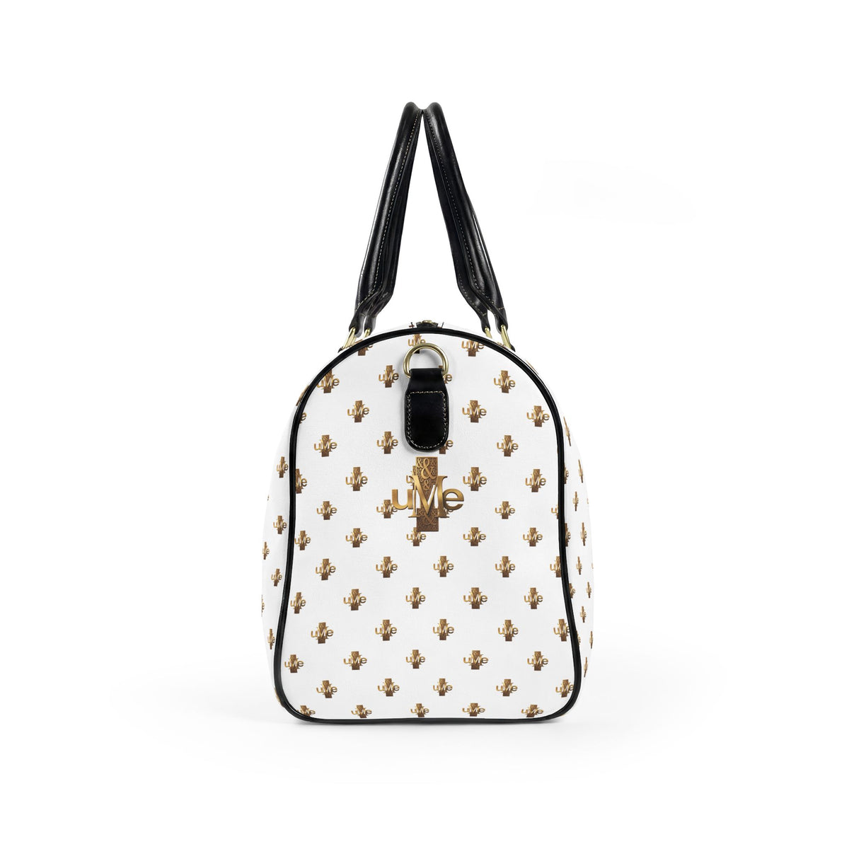 Faux-Leather Travel Bag — White and Gold Weekender