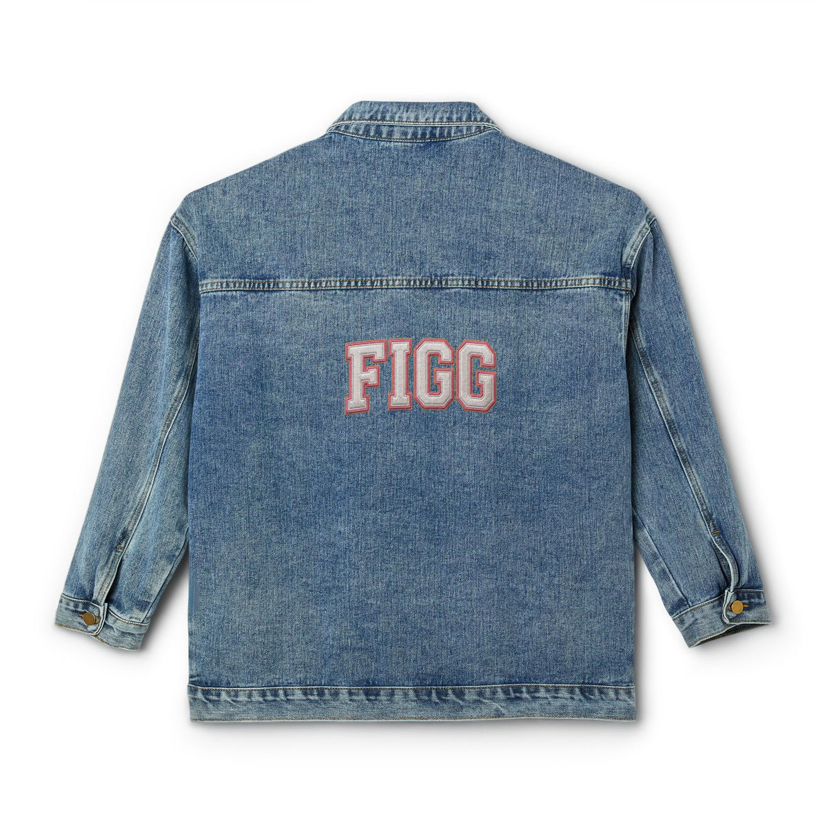 Women's Denim Jacket with FIGG Back Graphic — Medium Blue