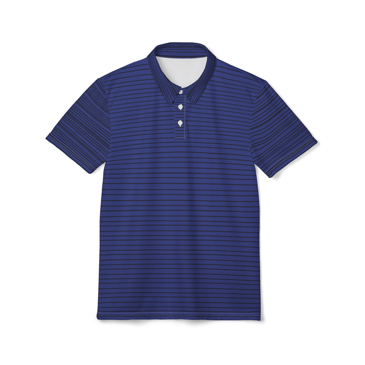 Striped Navy Performance Polo — Men's Smart Casual Polo Shirt