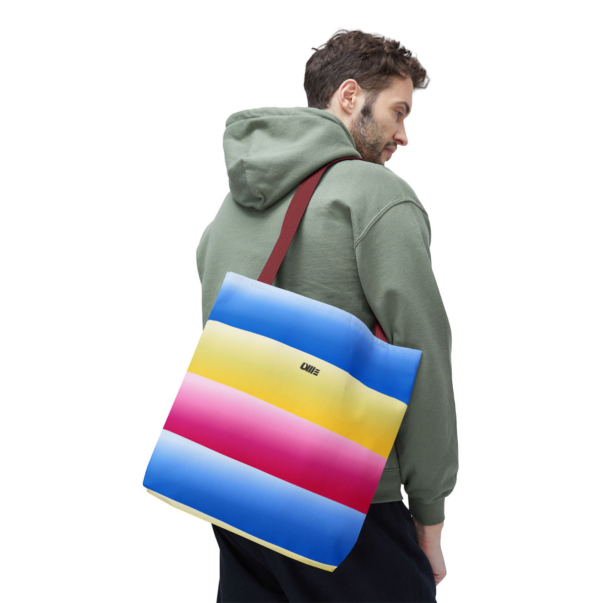 Colorful Pride Stripes Tote Bag – Pastel Blue, Yellow & Pink AOP