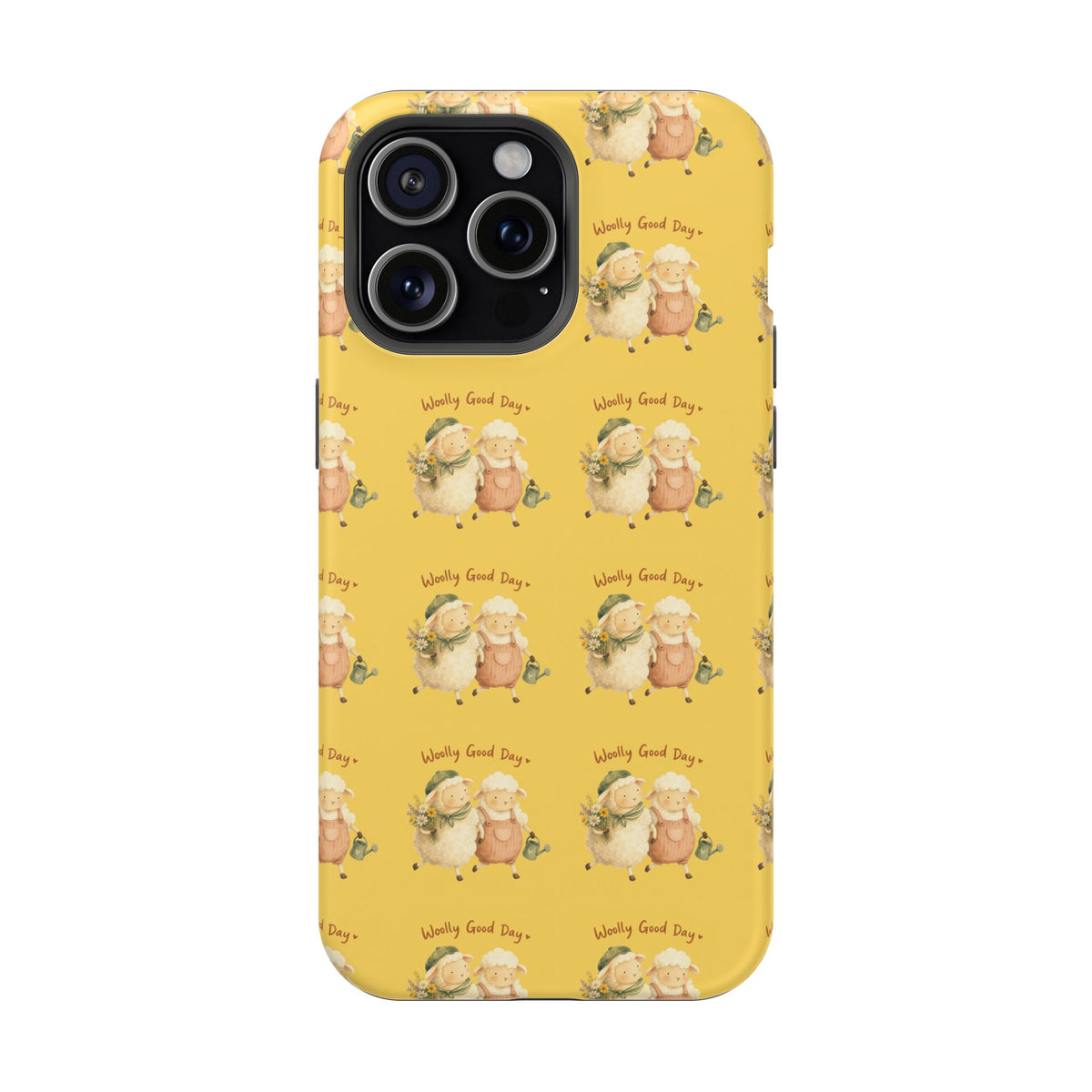 "Woolly Good Day" Phone Case — Yellow Sheep Pattern Magnetic Impact-Resistant Cover