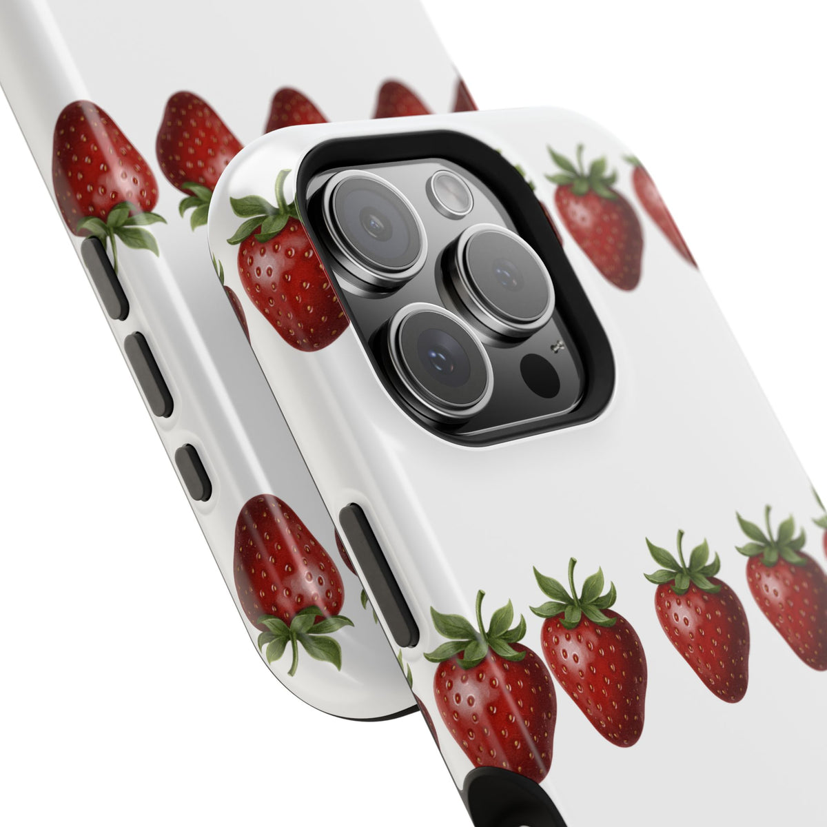 Strawberry Row Phone Case — White MagSafe Magnetic Impact-Resistant Cover