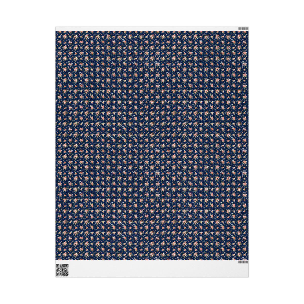 Floral Navy Wrapping Paper Roll — Vintage Rose Gift Wrap for Birthdays & Anniversaries