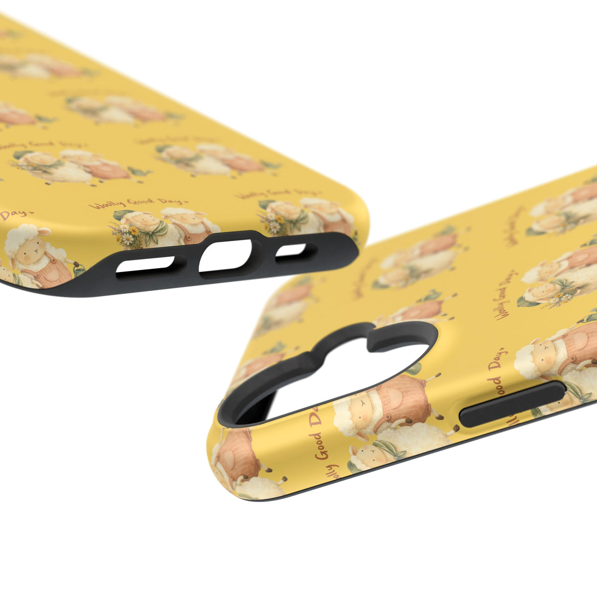"Woolly Good Day" Phone Case — Yellow Sheep Pattern Magnetic Impact-Resistant Cover