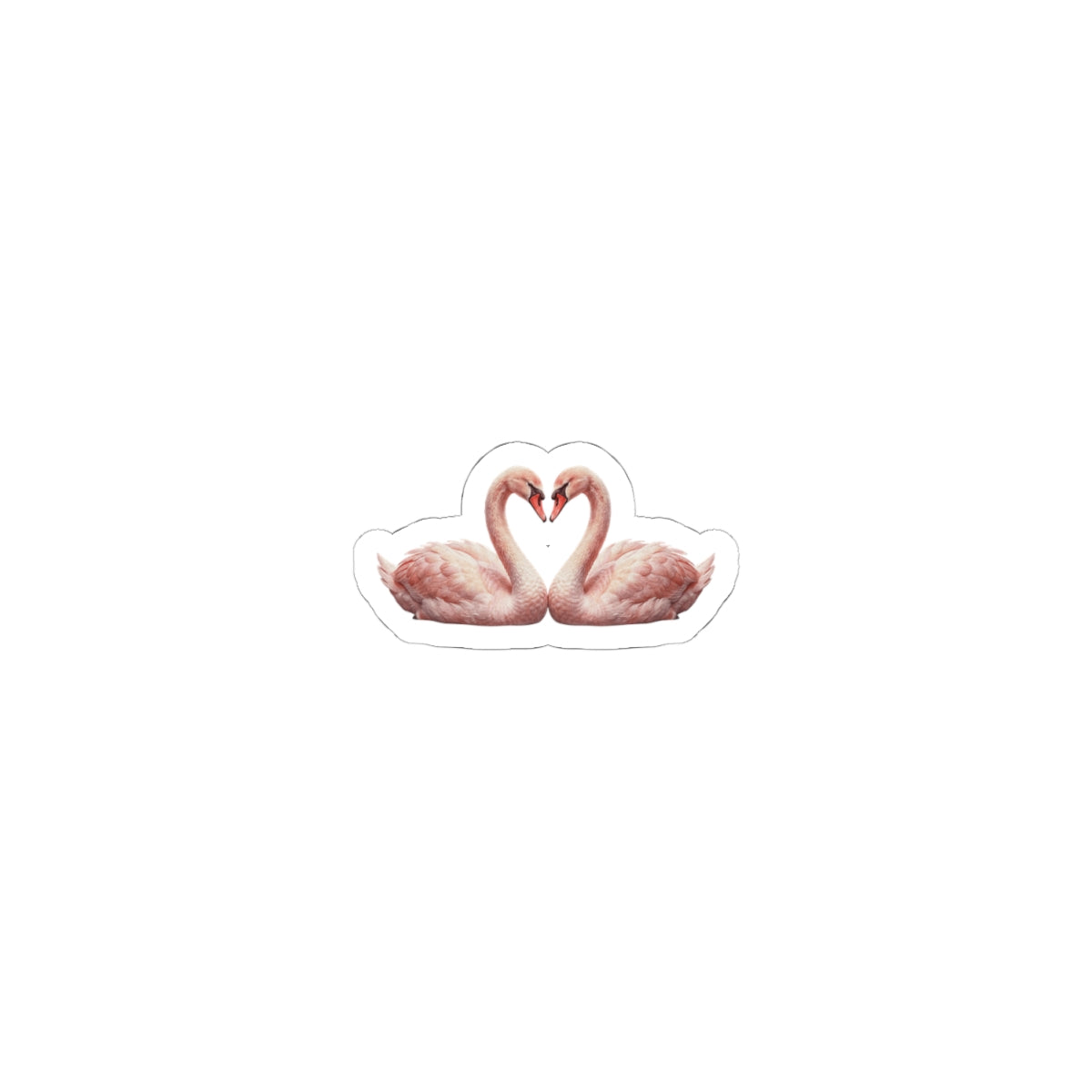 Swan Heart Kiss-Cut Sticker — Blush Pink Romantic Decal