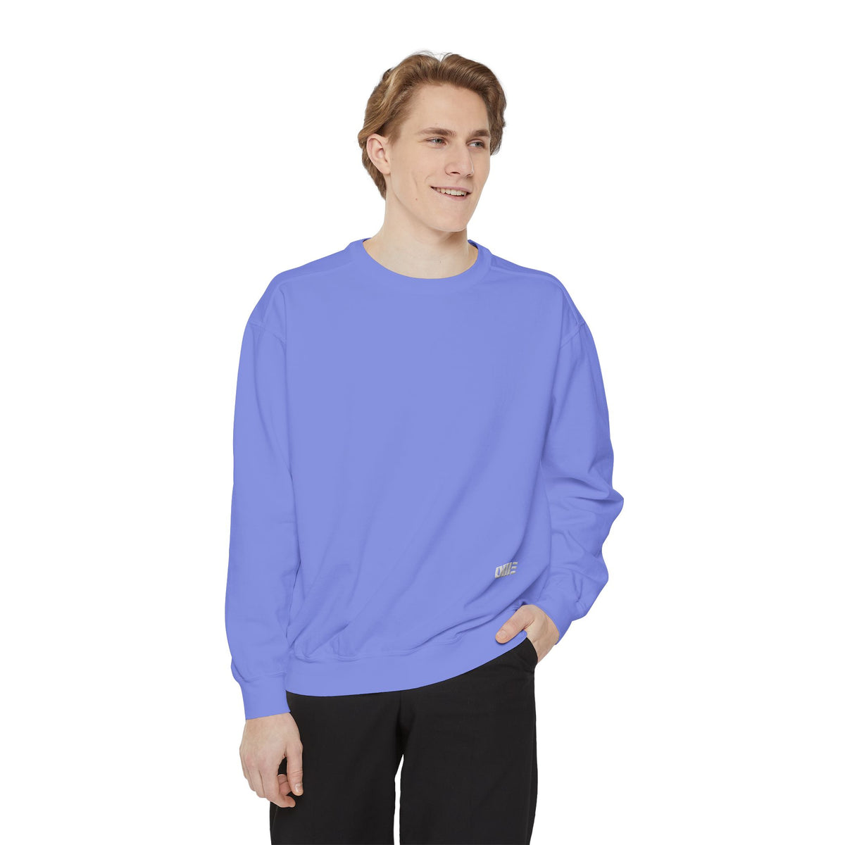 Garment-Dyed Crewneck Sweatshirt — Multi-Color Minimal Graphic