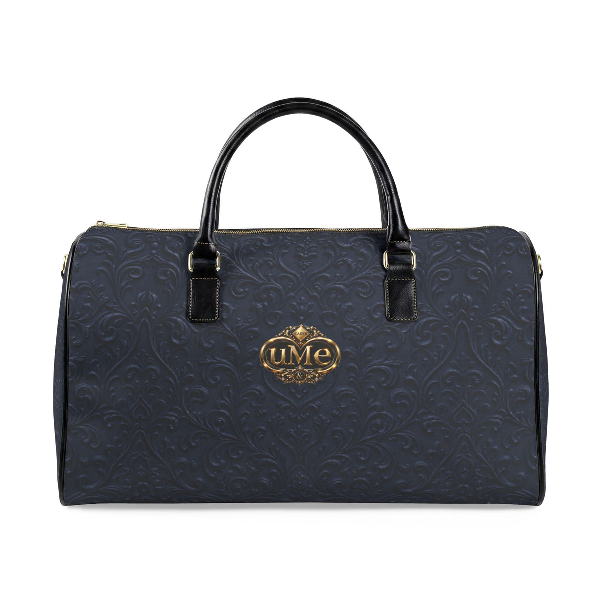 Navy Faux Leather Travel Duffle Bag — 'uMe' Weekend Carryall