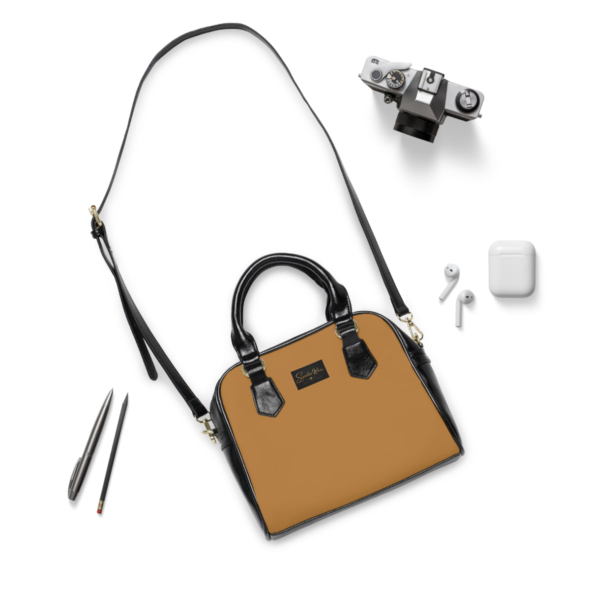 Classic Leather Satchel Handbag – Camel | Structured Shoulder Purse for Everyday & Work