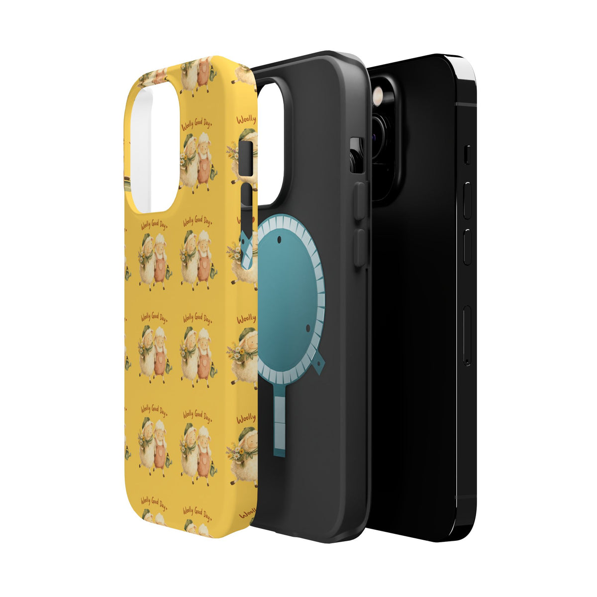 "Woolly Good Day" Phone Case — Yellow Sheep Pattern Magnetic Impact-Resistant Cover