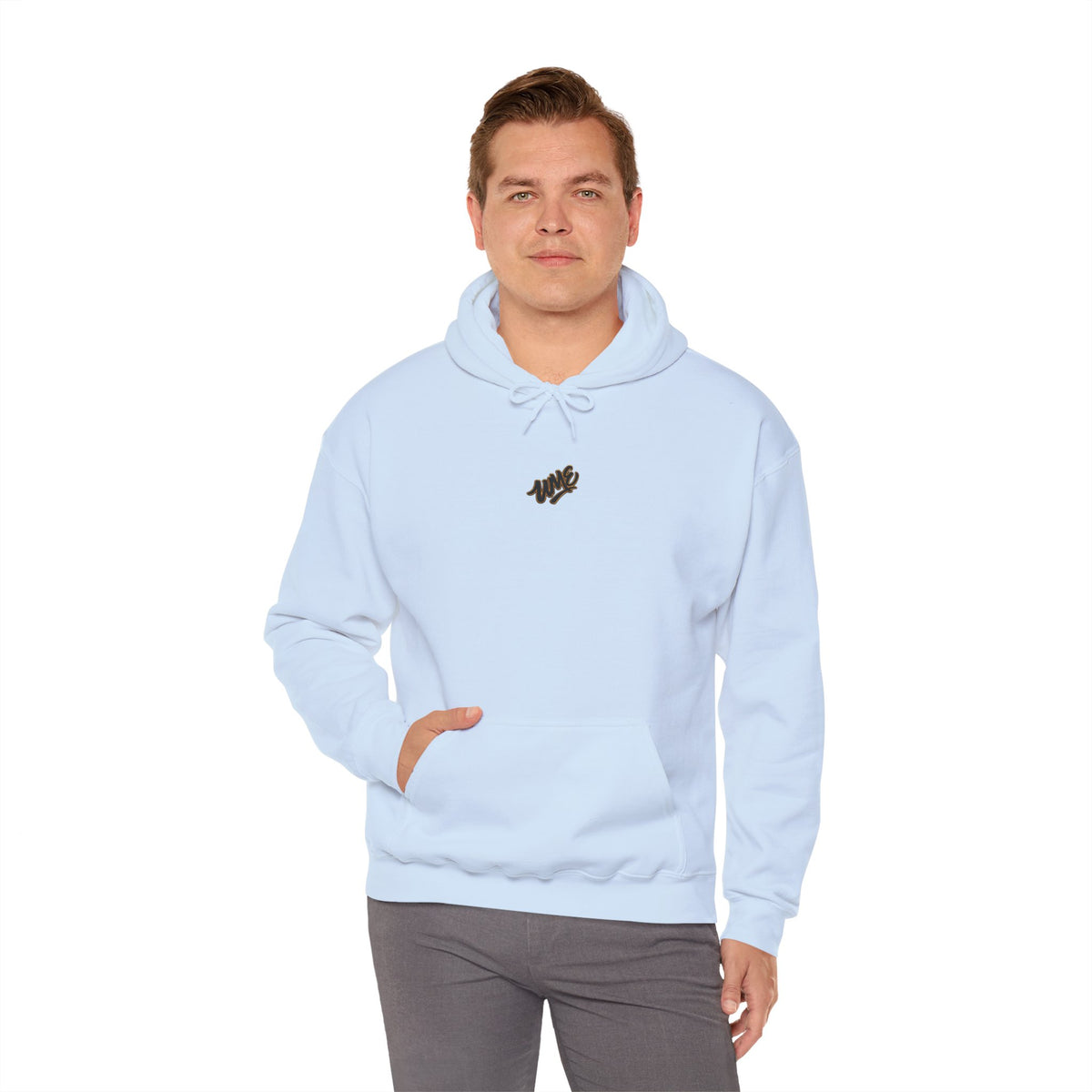 Hoodie — White UME Black Logo All-Over Print