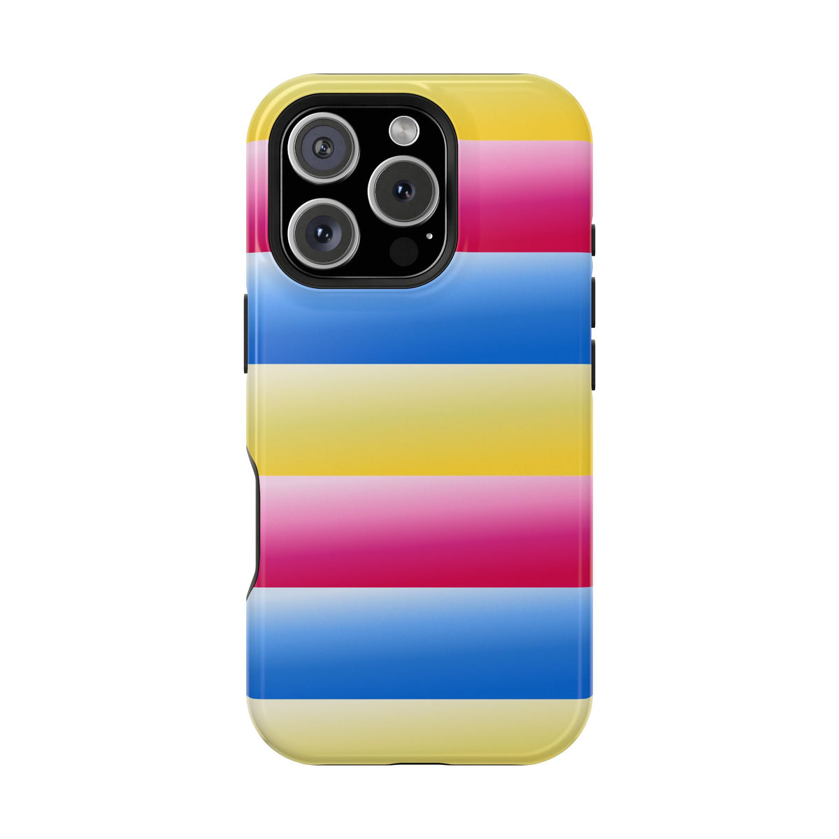 Striped Magnetic Impact-Resistant Phone Case — Colorful Pink Blue Yellow Protection