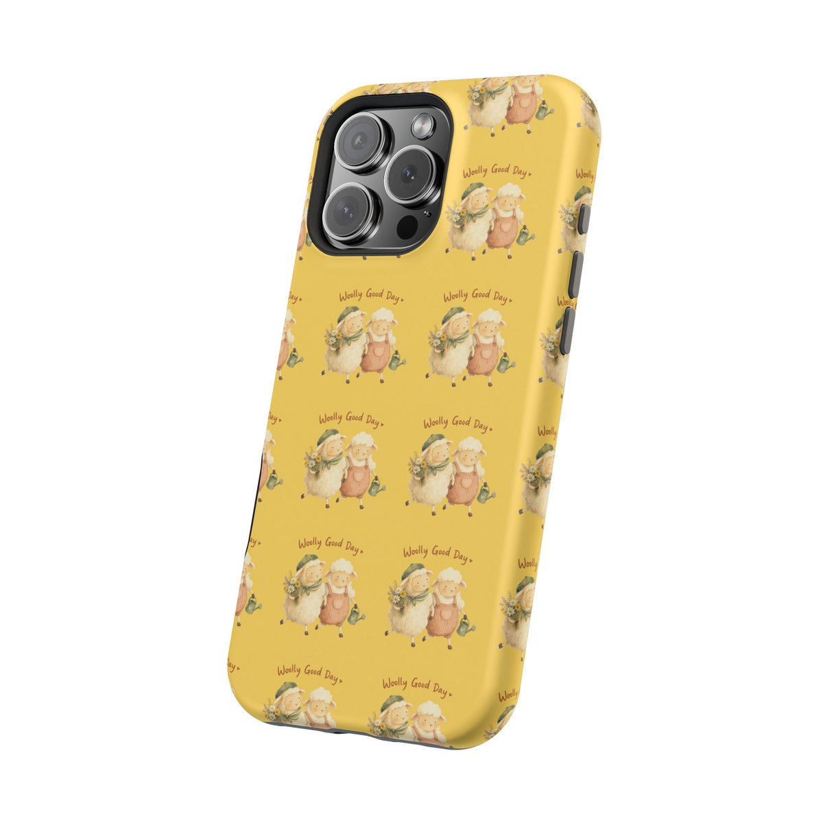"Woolly Good Day" Phone Case — Yellow Sheep Pattern Magnetic Impact-Resistant Cover