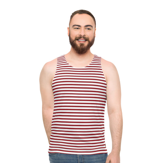 Wine Stripe Racerback Tank Top – Nautical Athletic Sleeveless Shirt for Men & Women