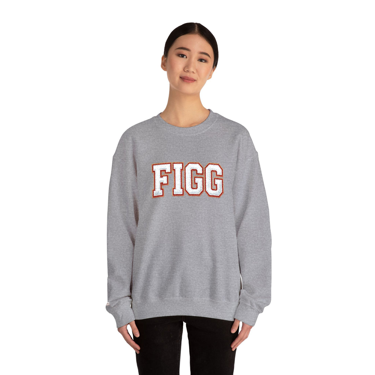 FFiGG Embroidered Collegiate Crewneck — Sport Grey, Black & More Colors